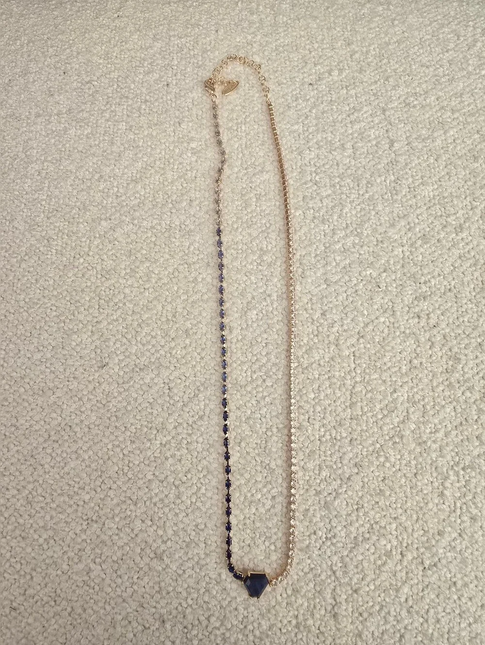 Anthropologie × Serafina, Soloist Crystal Mixed Chain Necklace,Sapphire,MSRP $54